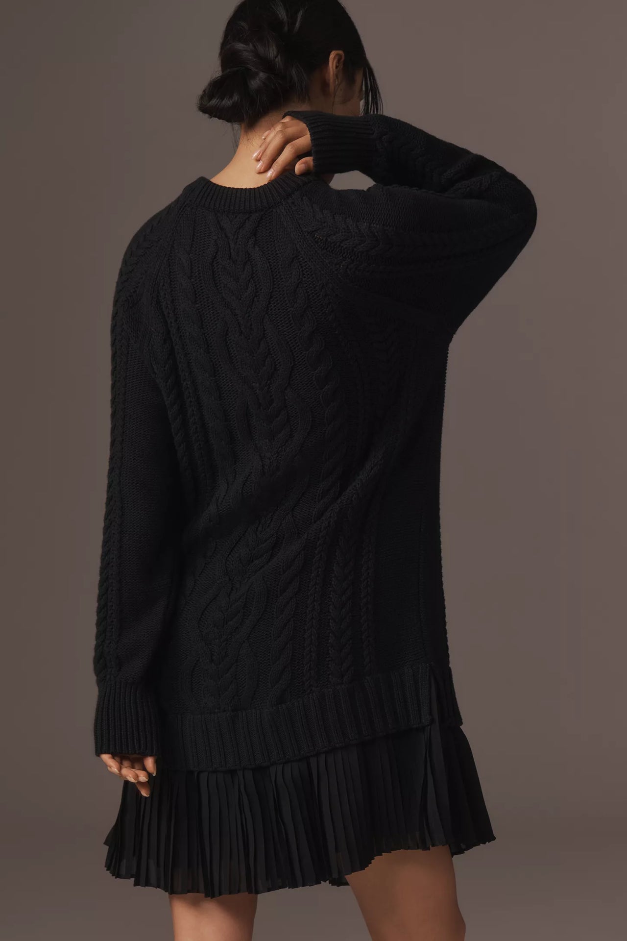 Taloria - Womens Cable Knit Sweater Casual Mini Dress