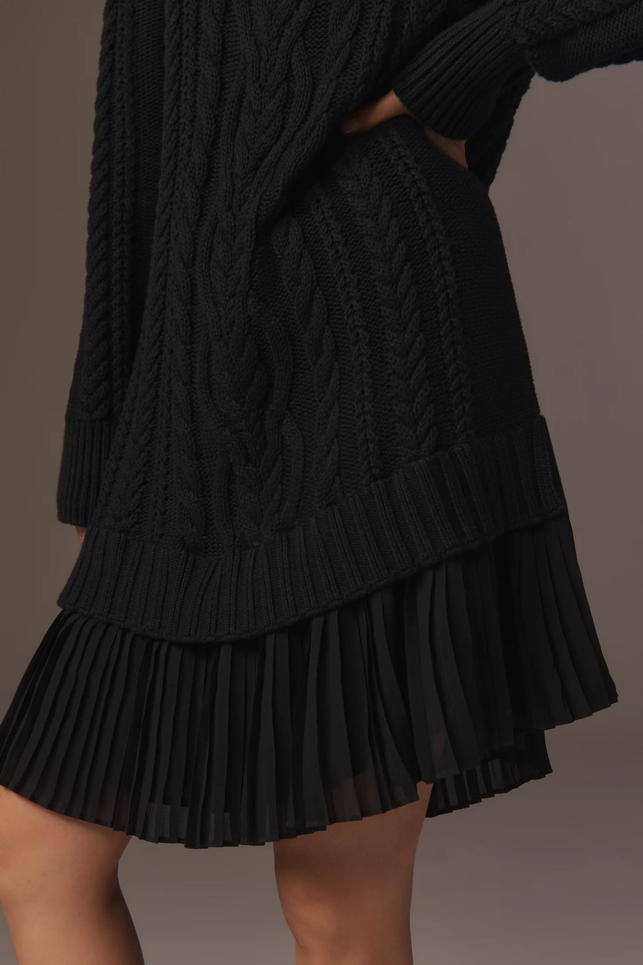 Taloria - Womens Cable Knit Sweater Casual Mini Dress