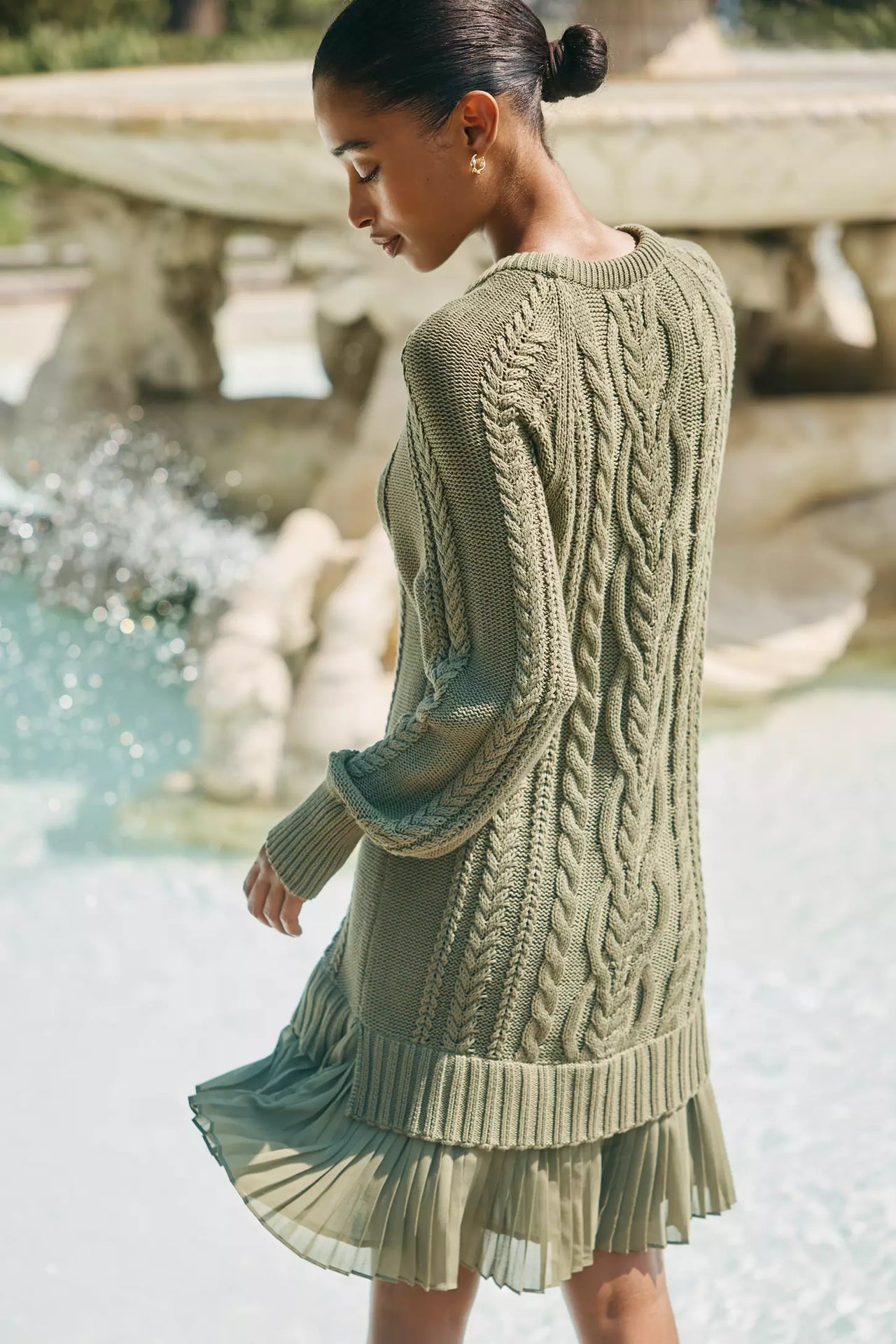 Taloria - Womens Cable Knit Sweater Casual Mini Dress