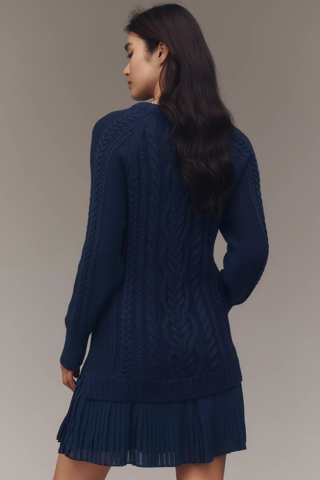 Taloria - Womens Cable Knit Sweater Casual Mini Dress