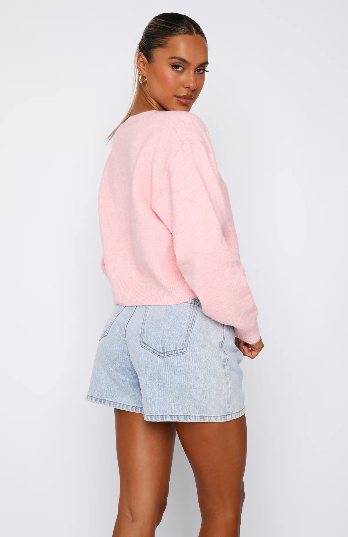 Laura Fox - Cropped Cardigan Lightweight Cotton Knit Sweater.