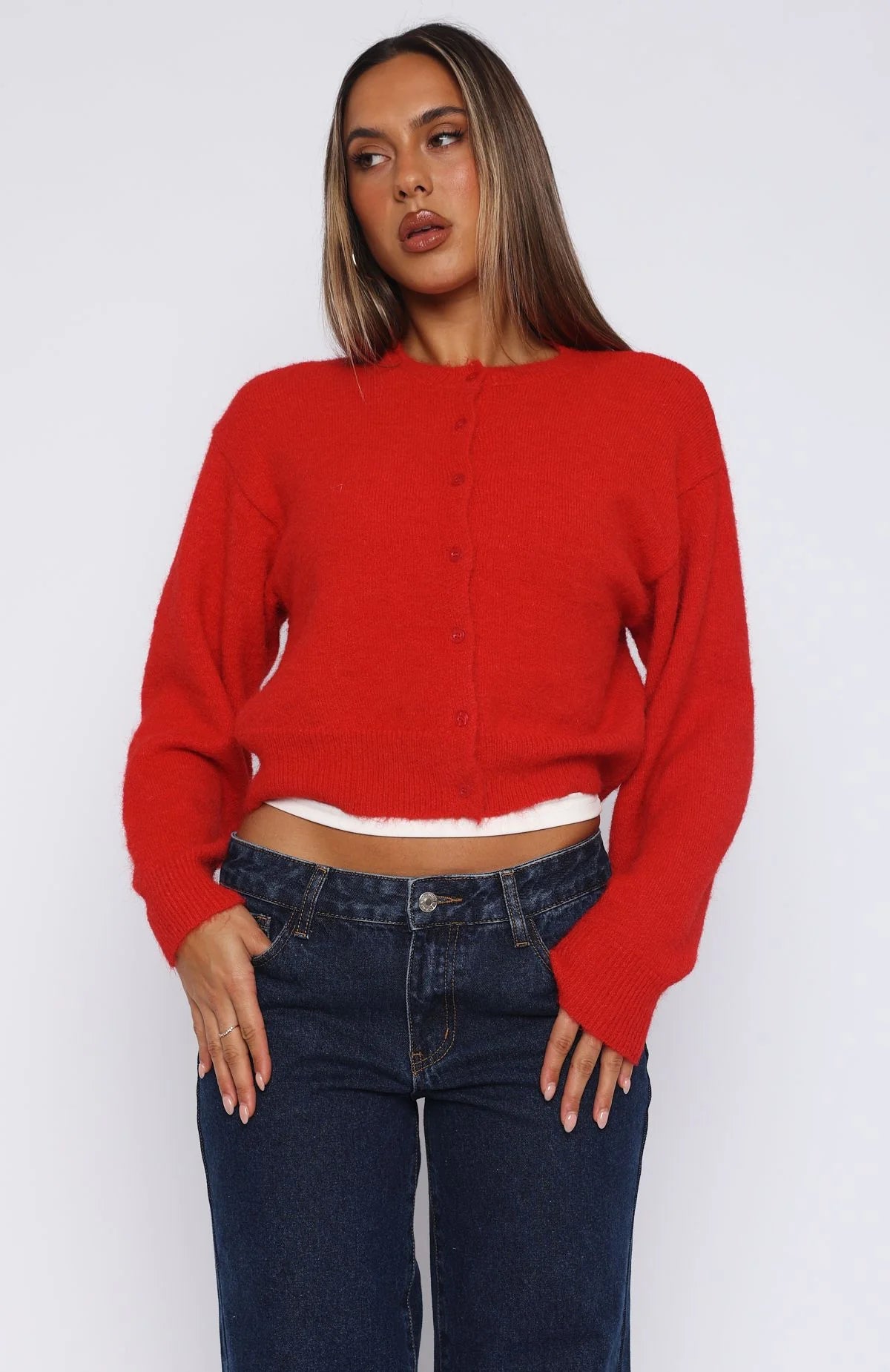 Laura Fox - Cropped Cardigan Lightweight Cotton Knit Sweater.