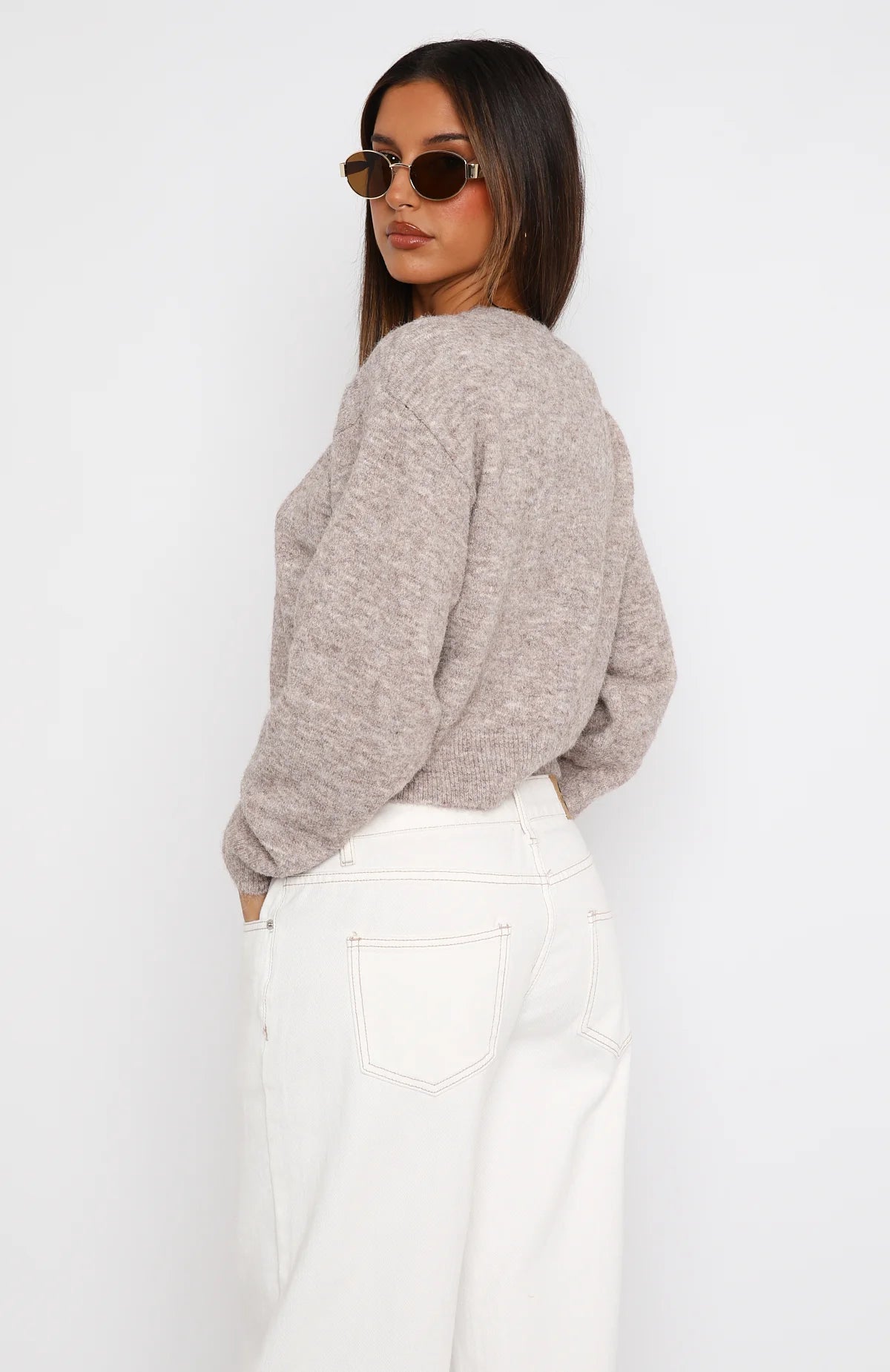 Laura Fox - Cropped Cardigan Lightweight Cotton Knit Sweater.